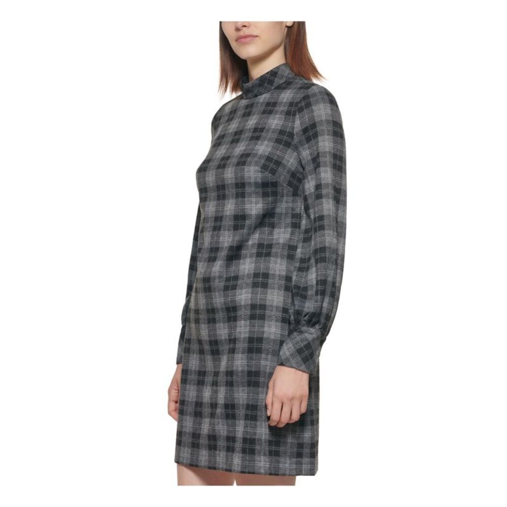 CALVIN KLEIN Womens Sheath Short Dress Cuffed Sleeve Mock Neck Wear To Work - Picture 3 of 3